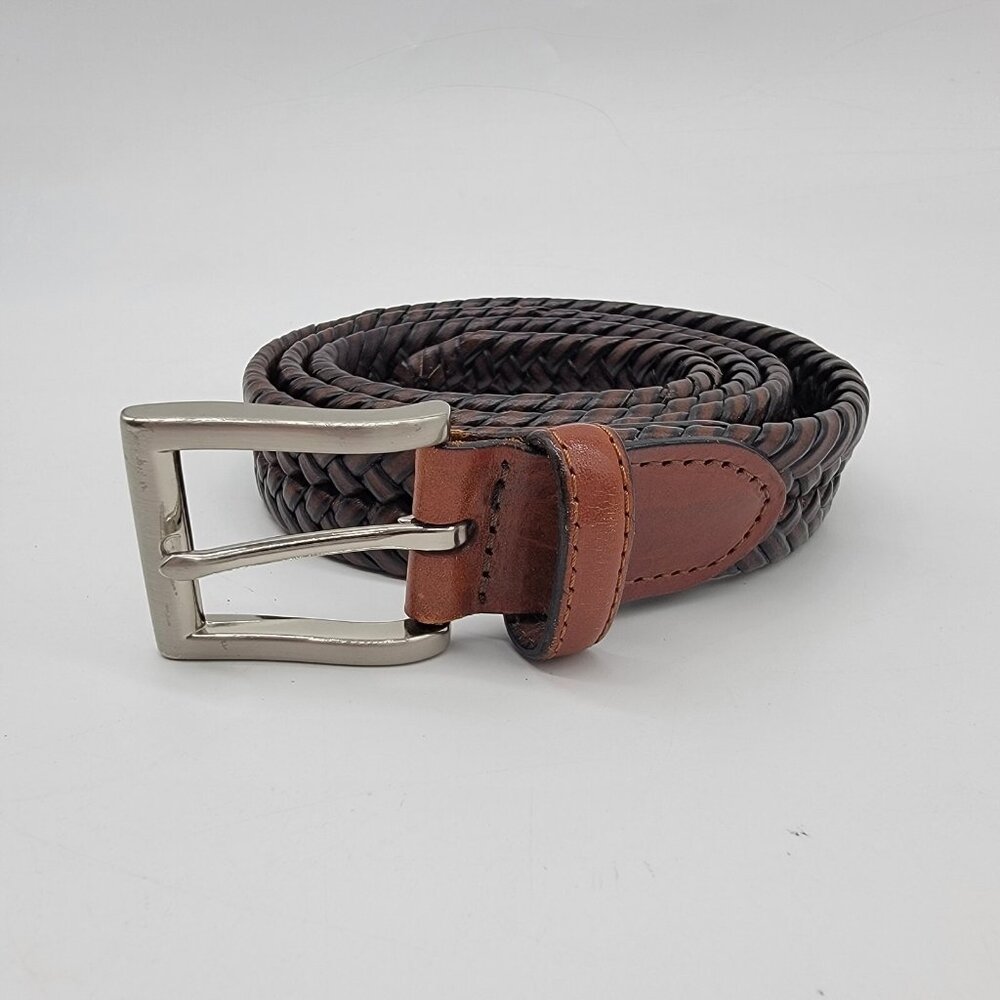 CIE Belt Men’s Braided Belt Sz 40 Brown Genuine Bonded Leather‎ Buckle